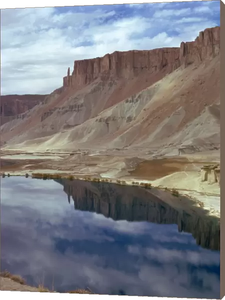 Reflections of mountains in the water of the Band-i-Amir lakes in Afghanistan, Asia