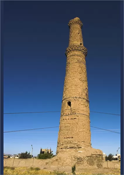 Minaret supported by steel cables to prevent it from collapse, a project undertaken by UNESCO