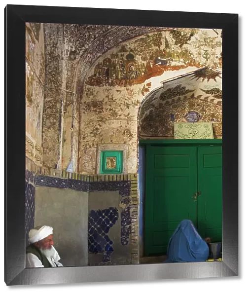 Pilgrims in the hallway, Sufi shrine of Gazargah, Herat, Herat Province