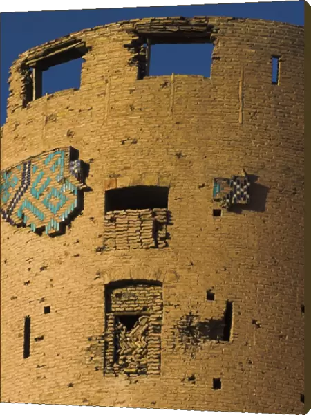 Timurid tilework on tower of the Citadel (Qala-i-Ikhtiyar-ud-din), originally built by Alexander the Great, but in its present form by Malik Fakhruddin in 1305AD, Herat, Herat Province