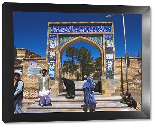 Pilgrims at main entrance arch, Sufi shrine of Gazargah, Herat, Herat Province