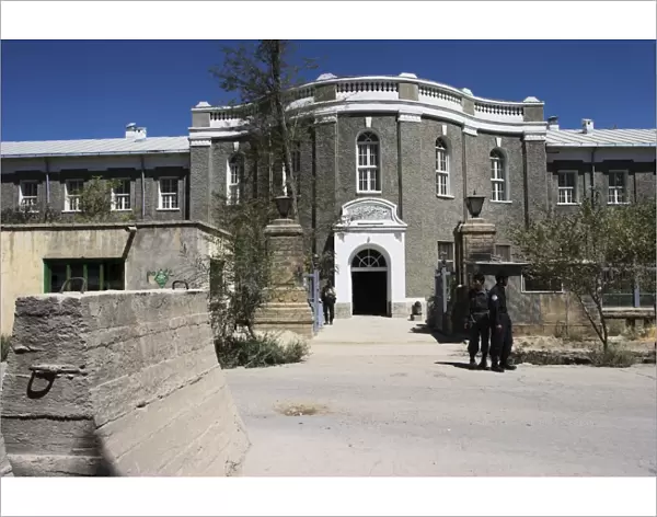 Concrete barricade to stop suicide bombers outside Kabul Museum, Kabul, Afghanistan, Asia