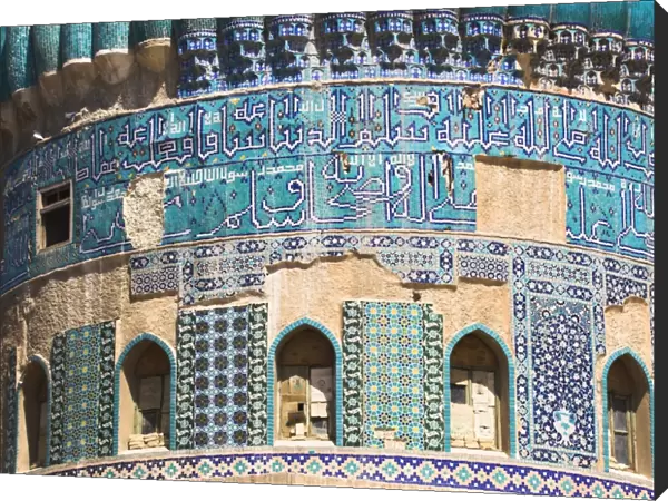 Detail of turquoise glazed tiles on Shrine of Khwaja Abu Nasr Parsa, Balkh