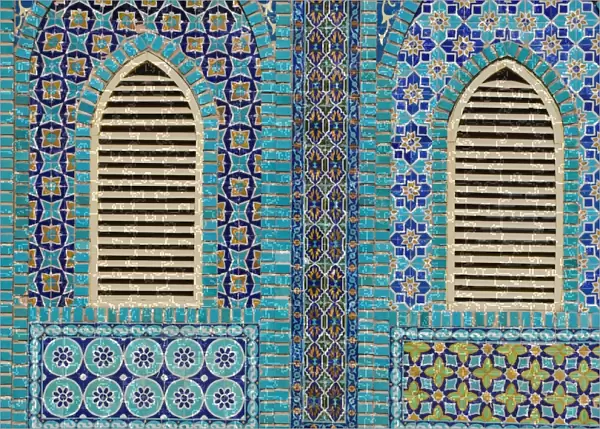 Tiling round shuttered windows, Shrine of Hazrat Ali, who was assissinated in 661