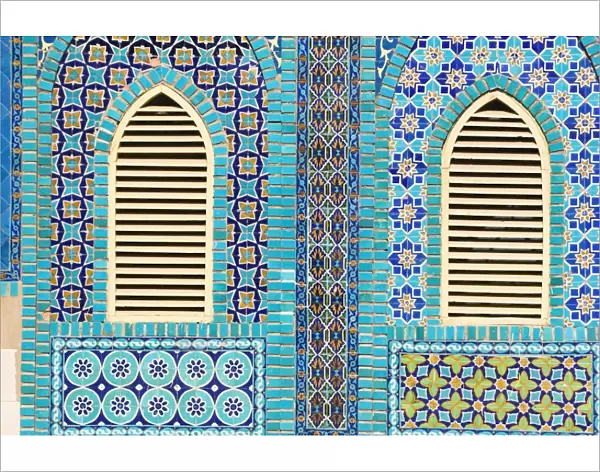 Tiling round shuttered windows, Shrine of Hazrat Ali, who was assissinated in 661