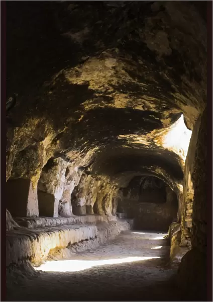 Corridor off which monks living quarters were carved in cave 2, Takht-I-Rusam