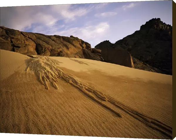 A sand avalanche after a rainstorm in the Sahara Desert, Algeria, North Africa, Africa
