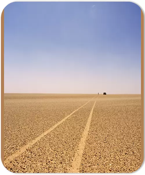 Typical example of the reg, a vast featureless stoney plain, Sahara region