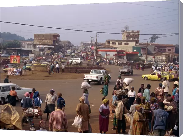 Busy street scene, Bafoussam, west Cameroon, Africa