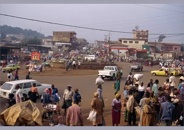 Busy street scene, Bafoussam, west Cameroon, Africa