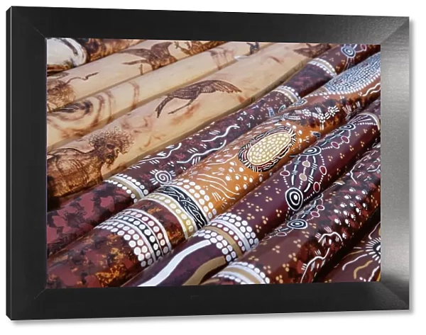 Hand painted didgeridoos, Aboriginal musical instrument, Australia, Pacific