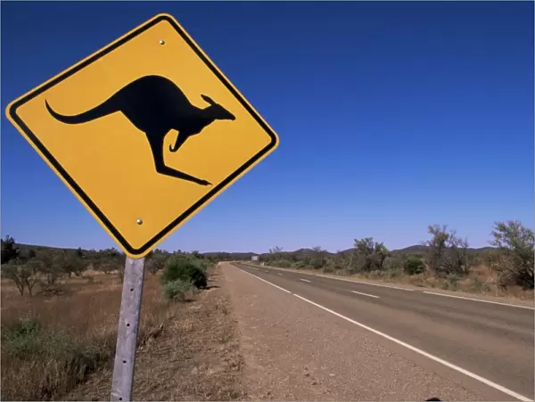 Kangaroo road sign, Flinders Range, South Australia, Australia, Pacific