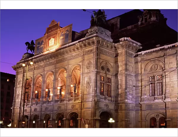 The Opera at night, Vienna, Austria, Europe
