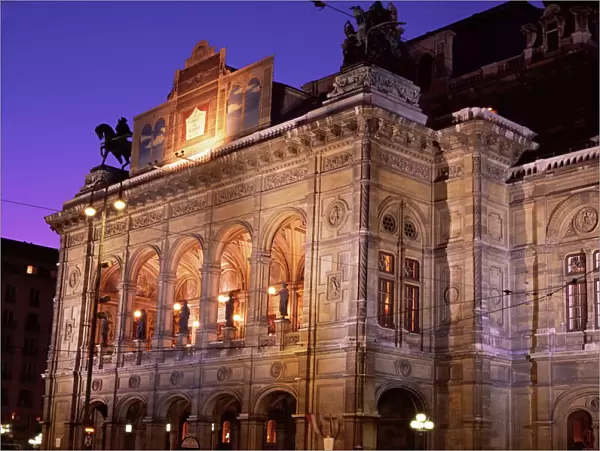 The Opera at night, Vienna, Austria, Europe