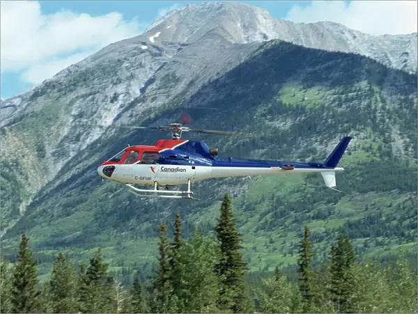 Helicopter in the Rocky Mountains, British Columbia, Canada, North America