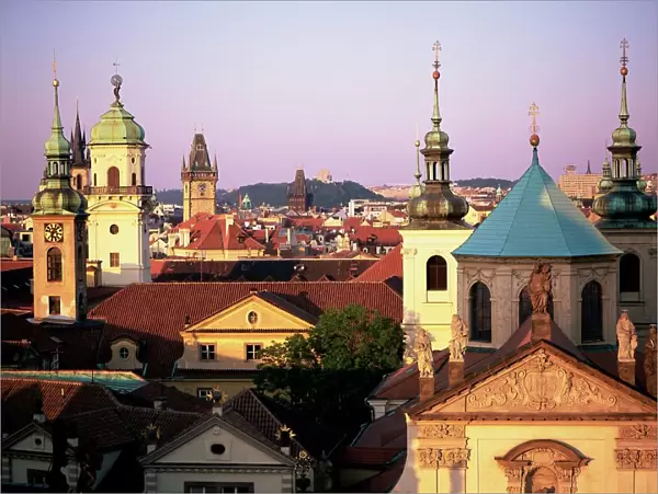 Spires and towers on the city skyline, Prague, Czech Republic, Europe