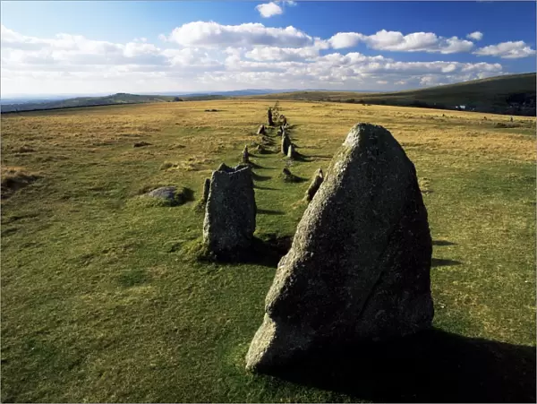 Prehistoric stone rows above Merrivale, Dartmoor, Devon, England, United Kingdom, Europe