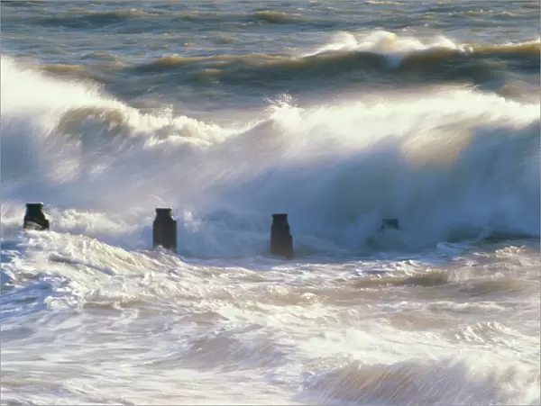 Stormy sea, Hayling Island, Hampshire, England, United Kingdom, Europe
