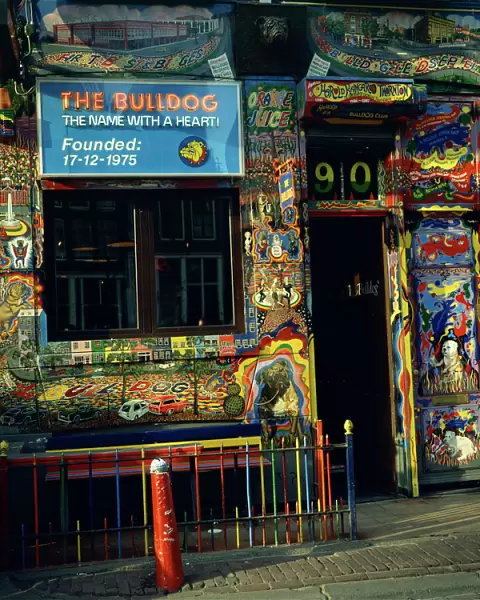 Painted walls of the Bulldog Coffee Shop in Amsterdam