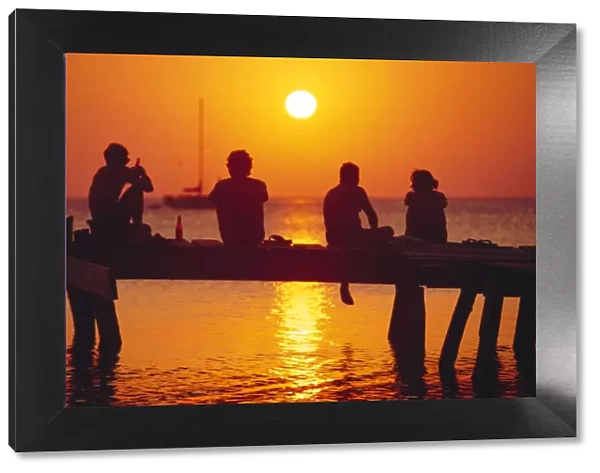 Tourists enjoying the sunset