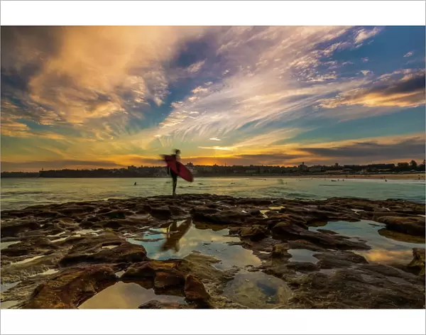 Beautiful evening for surfing at Bondi Beach, Sydney, New South Wales, Australia, Pacific