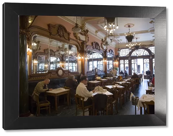 Interior benchwork of the Belle Epoque (Art Nouveau) Cafe Majestic