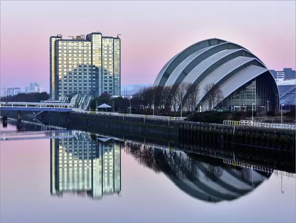 Sunrise at The Clyde Auditorium (the Armadillo), Glasgow, Scotland, United Kingdom