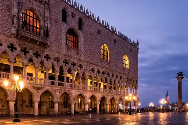 The deserted St. Marks Square in the early morning, Venice, UNESCO World Heritage Site
