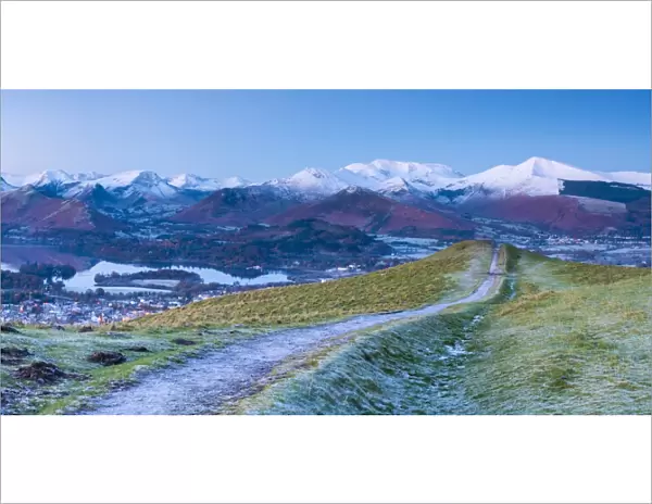 Footpath overlooking Keswick from Latrigg, Lake District National Park, Cumbria, England