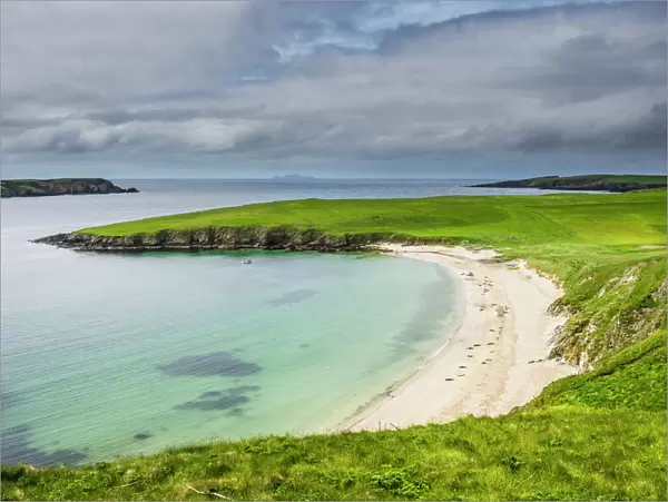 White sand beach near Scousburgh, Shetland Islands, Scotland, United Kingdom, Europe