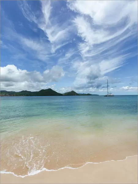 The beautiful clear water at Rodney Bay, St. Lucia, Windward Islands, West Indies Caribbean