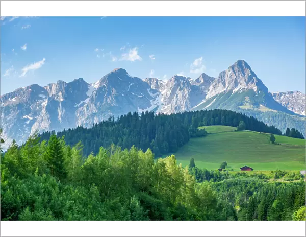 View of Fritzerkogel mountain peak from near Nischofshofen, Upper Austria region of