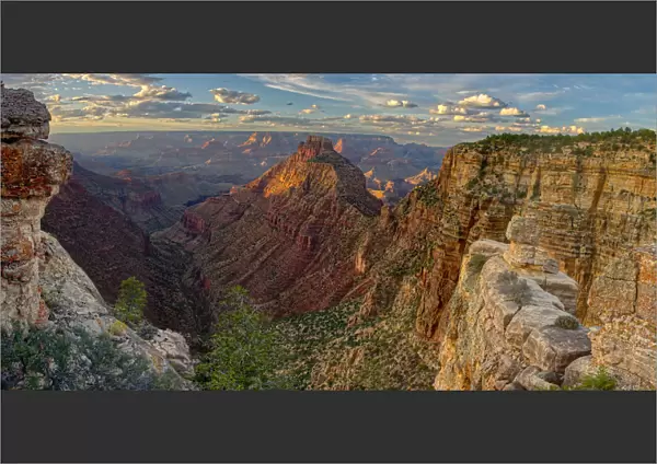Panorama of Grand Canyon viewed from Buggeln Point just east of Buggeln Hill on the