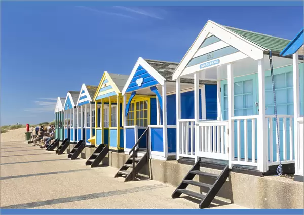 Brightly painted beach huts, Southwold Beach, North Parade, Southwold, Suffolk, East