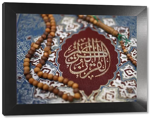 Koran cover and prayer beads, Lyon, Rhone, France, Europe