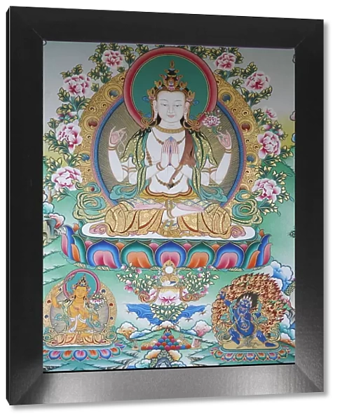 Painting of Avalokitesvara, the Buddha of Compassion, Kathmandu, Nepal, Asia