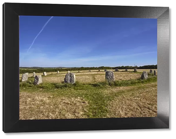 Prehistoric stone circle, Merry Maidens, in a field near Mousehole, near Penzance