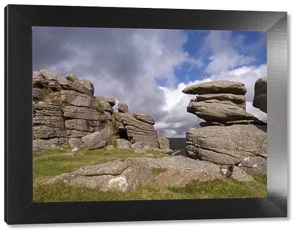 Granite outcrops on Middle Staple Tor in Dartmoor National Park, Devon, England