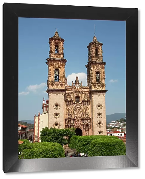 Churrigueresque Style Towers, Church of Santa Prisca de Taxco, founded 1751, UNESCO World Heritage Site, Taxco, Guerrero, Mexico, North America