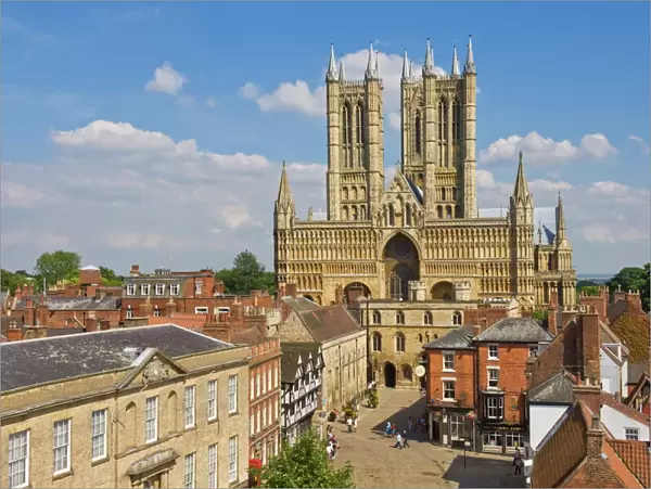 West front of Lincoln Cathedral and Exchequer Gate, Lincoln, Lincolnshire