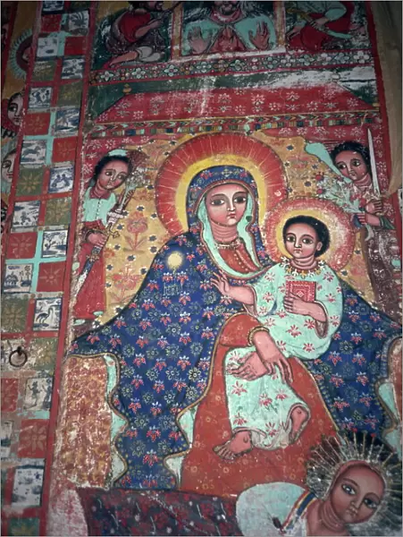 Church paintings, Narga Selassie, Dek, Lake Tana, Ethiopia, Africa