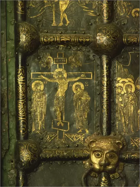 Detail of Crucifixion on the Nativity Door, Suzdal Cathedral, Russia, Europe