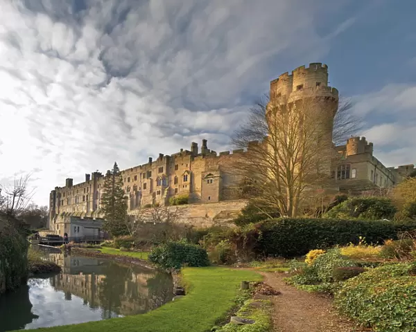 A view of Warwick Castle and the River Avon, Warwick, Warwickshire, England