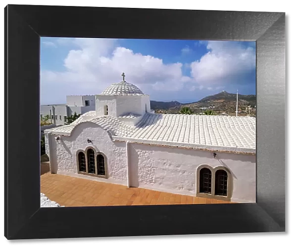 Church of Panagia i Diasozousa, Virgin Mary the Saviour, elevated view, Patmos Chora, Patmos Island, Dodecanese, Greek Islands, Greece, Europe