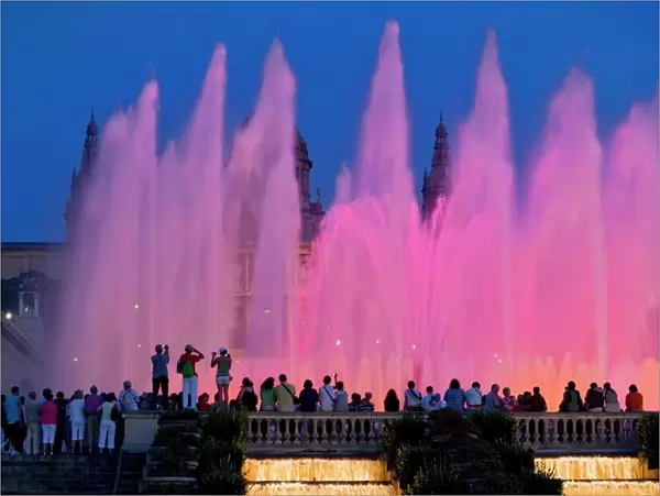 Magic fountain and Palace of Montjuic, Barcelona, Catalonia, Spain, Europe