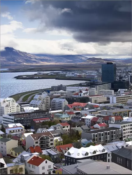 View over Reykjavik from Hallgrimskirkja Church, Reykjavik, Iceland, Polar Regions