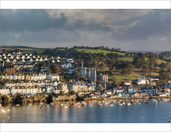 Fowey town and harbour, viewed from Polruan, Cornwall, England, United Kingdom, Europe