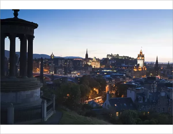 Edinburgh cityscape at dusk towards Edinburgh Castle, Edinburgh, Lothian
