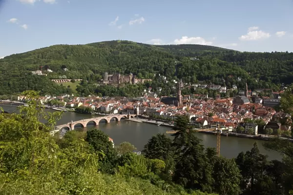 River Neckar, Old Bridge, Old Town and castle, Heidelberg, Baden-Wurttemberg