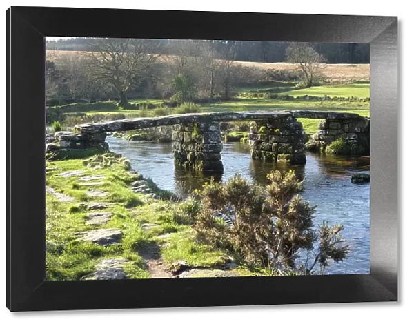 Clapper bridge at Postbridge, Dartmoor National Park, Devon, England, United Kingdom, Europe